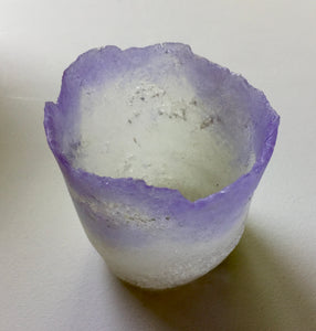 Lavender and White Pate de Verre Vases - 3 sizes