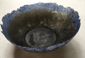 Blue and Black Pate de Verre Bowl