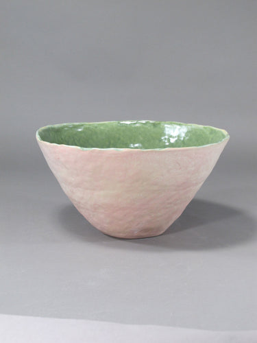 Pink and Green Stoneware Vessel