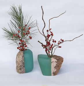 Stone and Recycled Glass Vases
