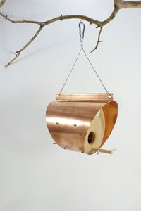 Hanging Copper Bird Feeder - The Barrel